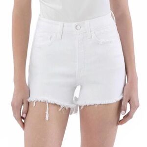 Lovervet White High Rise Denim Shorts XL Frayed Hem Tummy Control Summer